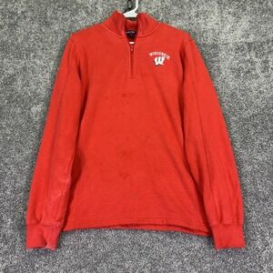 Wisconsin Badgers Sweatshirt Womens Medium Red NCAA Football Sport-Tek